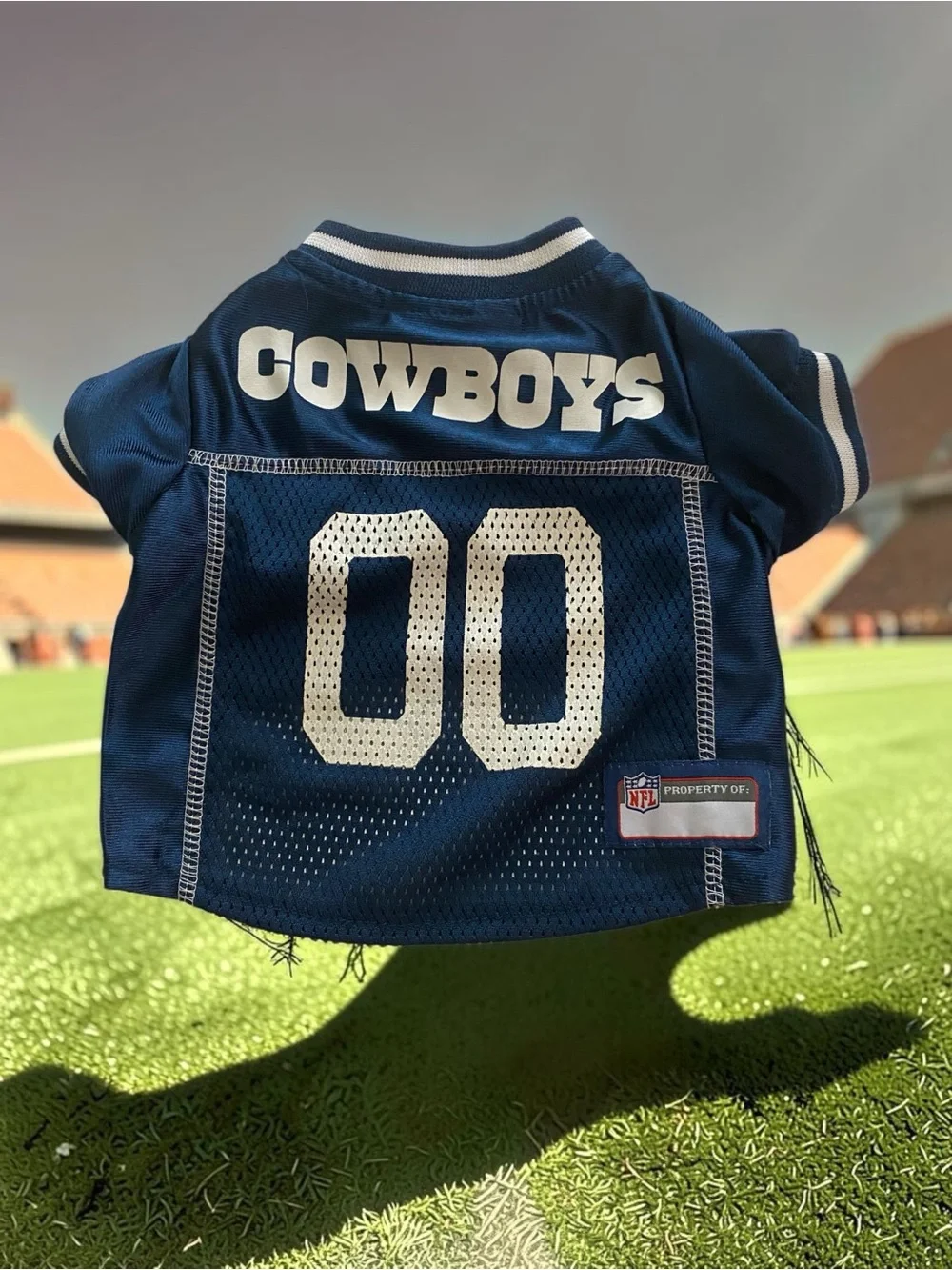 Pets First NFL Dallas Navy Blue Dog Jersey with Star Patch Size Small